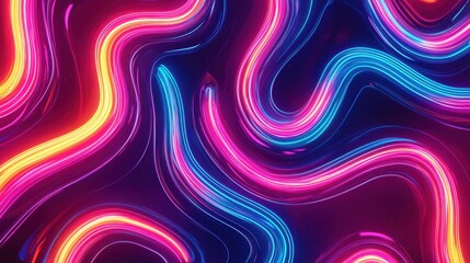 Obraz premium Neon Glow: Vibrant Overlapping Lines in Futuristic Design