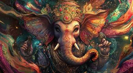 Fototapeta premium Lord Ganesha, generative AI