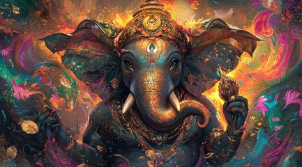 Obraz premium Lord Ganesha, generative AI
