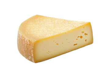 A delectable slice of aged cheese with a smooth, golden rind and creamy interior. Perfect for culinary use or gourmet presentations.