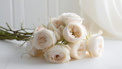 Obraz premium Bouquet of beautiful white roses. Good to give to loved ones.