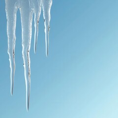 Icicles, glistening in the winter sun, 3D illustration, copy space for text,