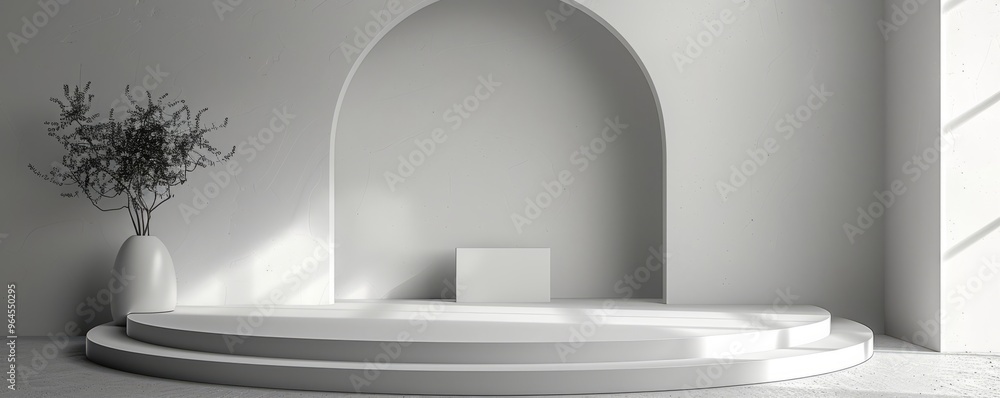 Poster create a podium mockup with a minimalist style.