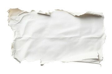 Obraz premium Abstract image of a crumpled and torn white paper sheet isolated on a transparent background for texture and design use.