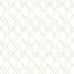 Fototapeta premium Abstract geometric pattern with crosses, stripes, lines. Seamless vector background. White and gold ornament. Modern reticulated graphic design.