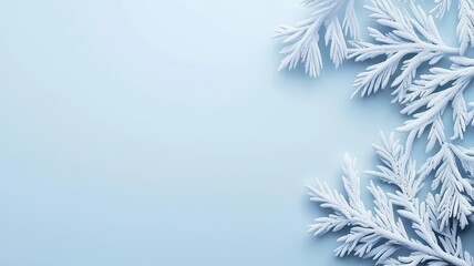 Obraz premium Frosted window, delicate ice patterns, 3D illustration, copy space for text,