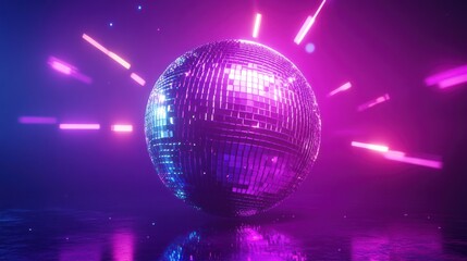 Fototapeta premium Disco Ball in Neon Lights