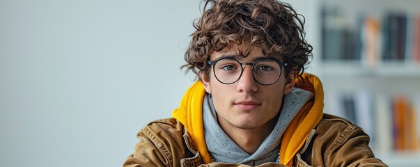 A student solving a complex math problem, face lighting up with understanding and accomplishment against a plain white background.