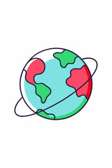  A simple illustration of the Earth with a ring around it, perfect for representing our planet in a minimalist and stylish way. This vector graphic is ideal for educational materials, website design.