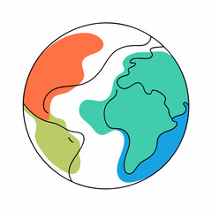  A simple, colorful illustration of the Earth, perfect for adding a touch of worldliness to your designs. This minimalist graphic is ideal for projects related to sustainability, global awareness.
