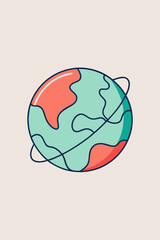  A simple and stylish illustration of a planet with a ring, perfect for adding a touch of whimsy to your designs. This fun and playful graphic is ideal for kids' products, space-themed projects.