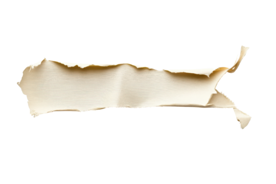 Close-up of a torn piece of white paper isolated on a transparent background, perfect for textures, backgrounds, and design elements.
