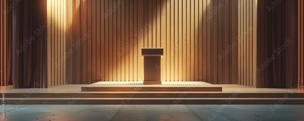 Poster create a podium mockup with an adjustable front panel.