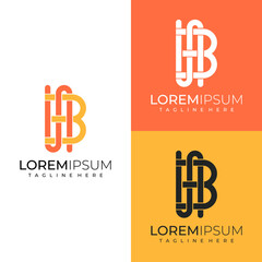 letter at symbol NB or BN line modern logo