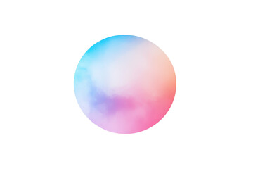Colorful abstract sphere with a gradient of blue, pink, and purple hues, isolated on a transparent background.