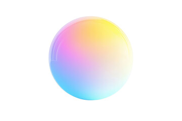 Colorful gradient bubble with a glossy finish, showcasing vibrant hues of yellow, pink, and blue on a transparent background.