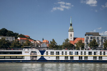 Fototapeta premium View of the center of Bratislava from the Danube