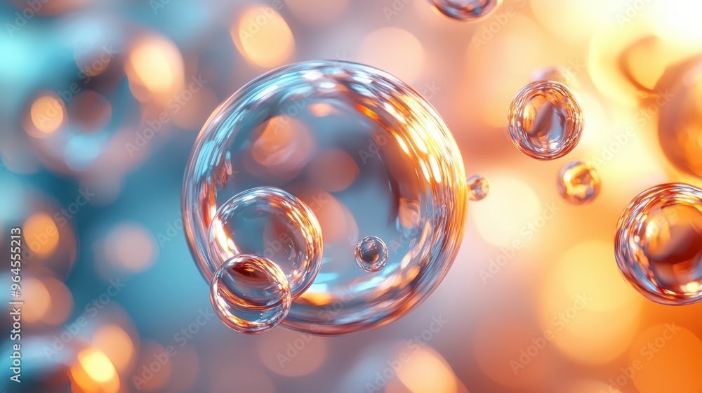 Poster ethereal metallic abstraction on gradient background