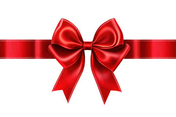 Fototapeta premium Elegant red ribbon and bow on transparent background. perfect for gift wrapping, holiday decorations, and festive celebrations.