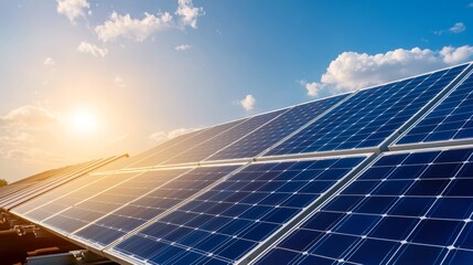 Worker installing solar panels, connecting wires for clean energy system, focus on hands and tools, outdoor renewable energy scene, sustainable technology