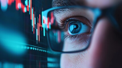 Mechanical eyes scanning fluctuating stock market graphs in real-time, automation, machine-driven financial insight