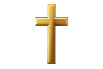 Golden cross on transparent background symbolizing Christianity, faith, religion, and spirituality. Ideal for use in religious content and designs.