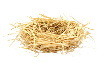 Natural bird nest made of straw, isolated on a transparent background. perfect for nature, wildlife, and Easter-themed projects.