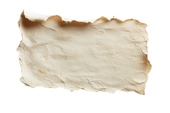 Old, blank parchment paper with torn edges. Suitable for historical documents, vintage designs, and antique backgrounds.