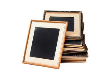 Fototapeta premium Stack of vintage photo frames placed on a transparent background. ideal for decoration, memory preservation, and photography projects.