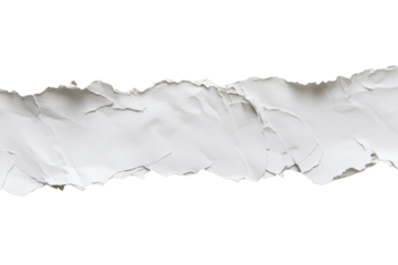 Torn white paper with rugged edges isolated on a transparent background. Perfect for creative designs, scrapbooks, and art projects.