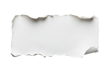 Torn piece of white paper isolated on transparent background. Perfect for text insertion or creative projects, with realistic tear edges.