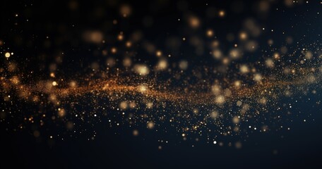 Obraz premium A shimmering background of golden particles against a dark backdrop, creating a magical and festive atmosphere.