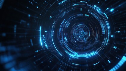 Fototapeta premium Abstract Futuristic Digital Interface with Glowing Blue Circles