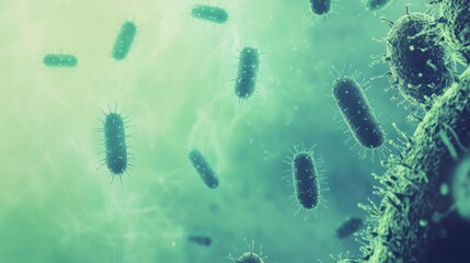 Germs on a clean background with large copy space