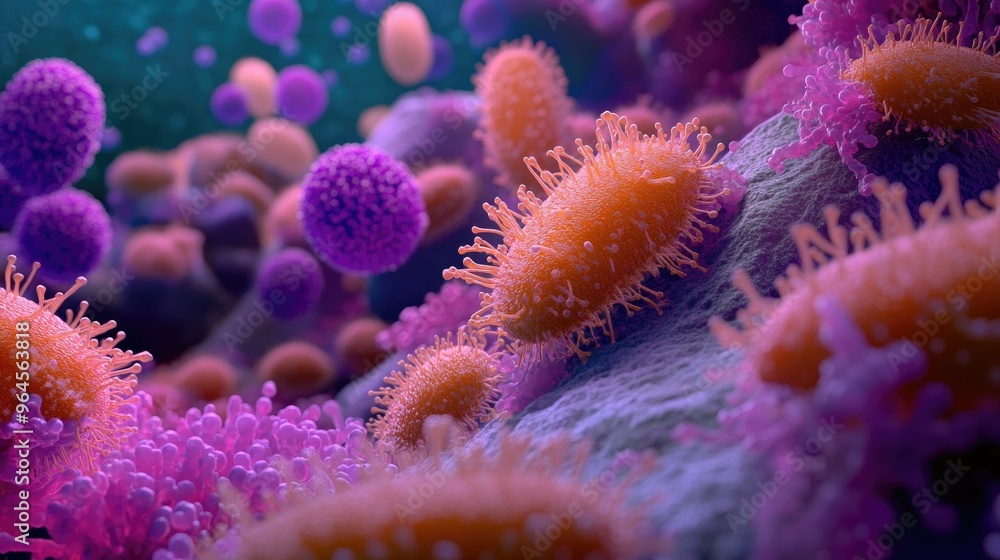 Aufkleber germs under a microscope with ample room for information