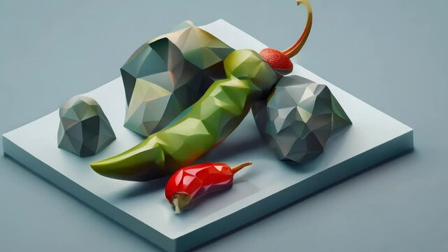 green chili low poly isometric art 3d art station concept art high detail art behance ray tra