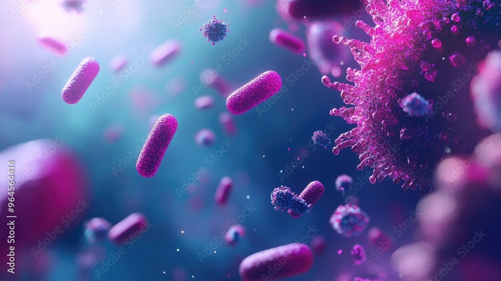 Aufkleber high-definition image of microorganisms with visible copy space