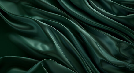 Obraz premium Dark Green Silk Background with Diagonal Draperies in a Simple and Elegant Style abstract background