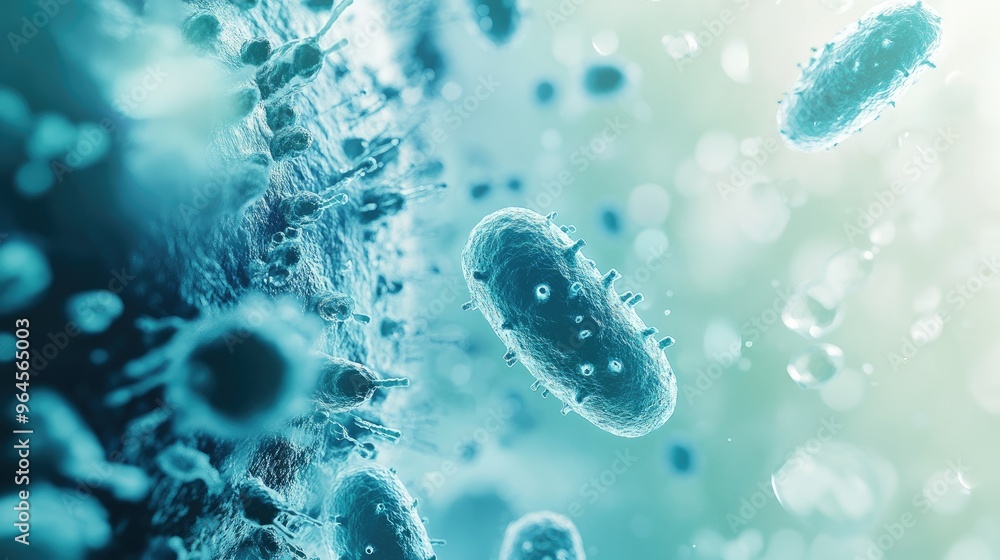 Poster high-resolution image of germs on a lab slide with empty space