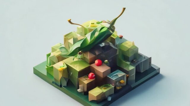 green chili low poly isometric art 3d art station concept art high detail art behance ray tra