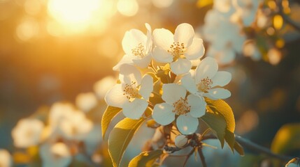 Blooming Flowers in Golden Light