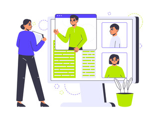 Hiring process. HR manager headhunting, job candidates and seekers characters flat vector illustration. Candidates searching job