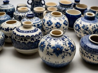 Hungarian painted ceramics on white background, with space for text or design.