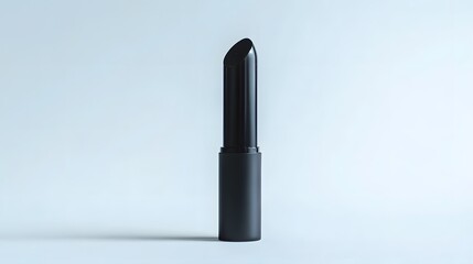 Obraz premium Matte Lipstick Tube: A matte black lipstick tube standing upright on a white background, with minimal reflections and clean lines. 