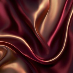 Obraz premium Luxurious Maroon and Gold Silk Fabric with Glossy Finish, Ideal for Elegant Backgrounds