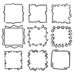 Hand drawn sketch frame vector. Simple doodle rectangle frame. Hand drawn doodle border element for text quote. Pencil brush stroke style. Vector illustration