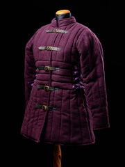 Historical fashion. Medieval knight cloth. Padded jacket gambeson.