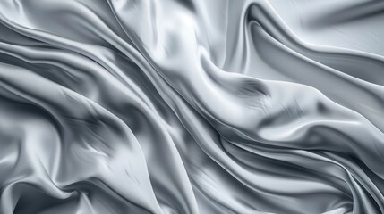 Fototapeta premium Silk satin fabrics in various shades of grey gently drift, creating a sense of elegance and fluidity, accentuated by soft, diffused lighting