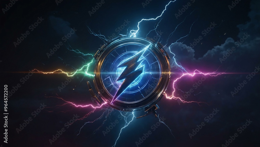 Poster light beams create a glowing arrow, showcasing speed and forward momentum.