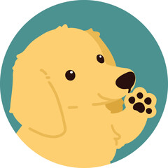 Simple and cute circle icon illustration of Miniature Dachshund waving